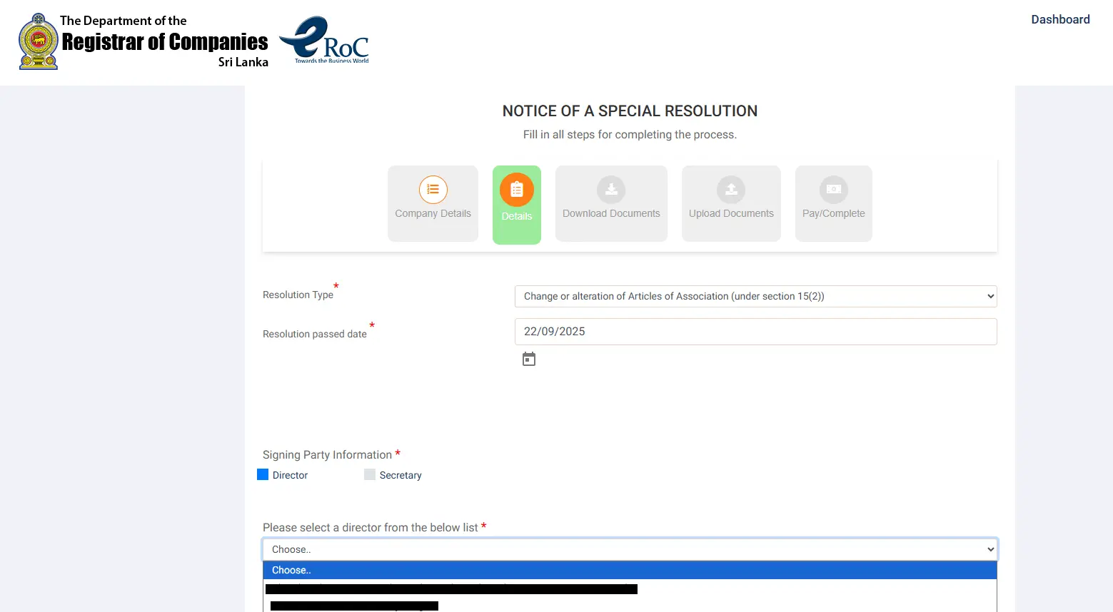 How to change articles of association in Sri Lanka 4 Director or secretary signs the Notice of Resolution to change the Articles