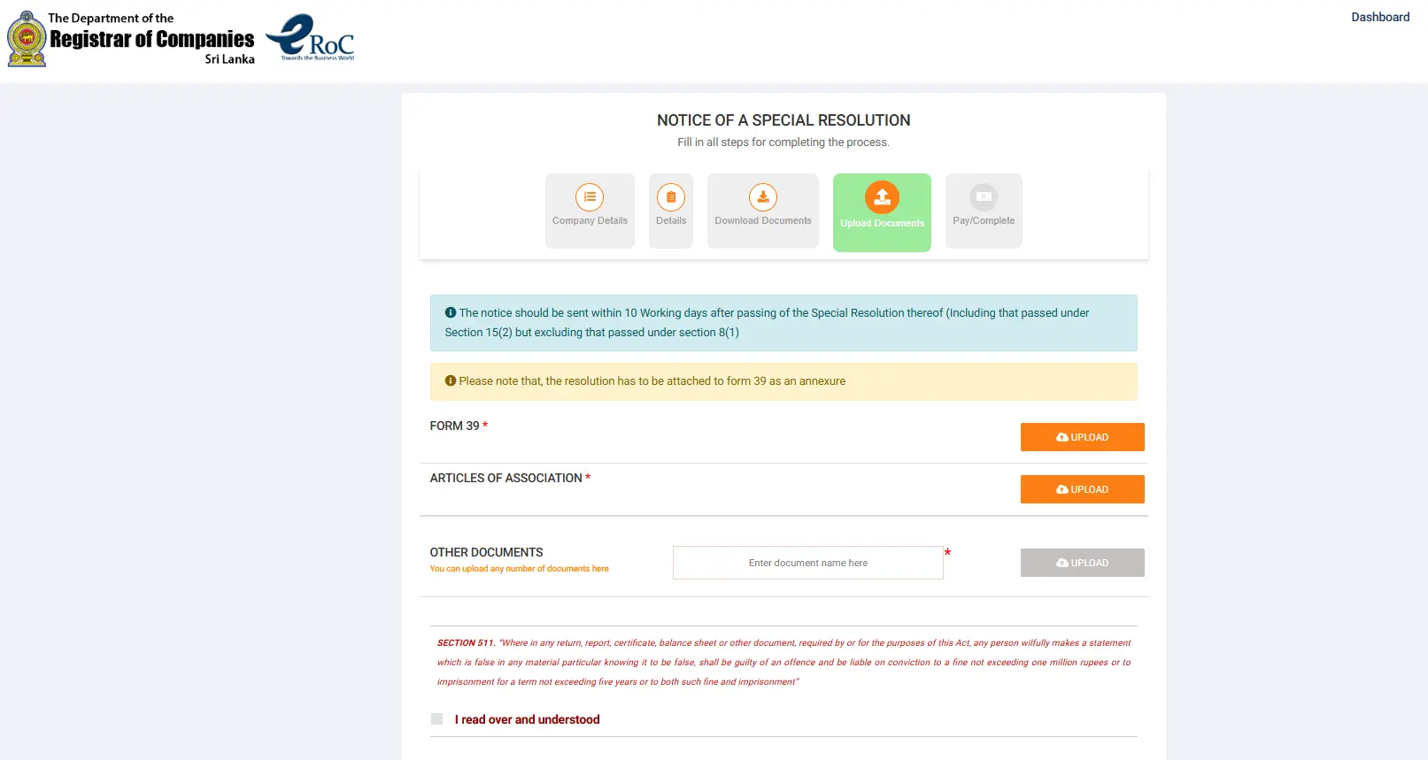 How to change articles of association in Sri Lanka 7 Pay government fees