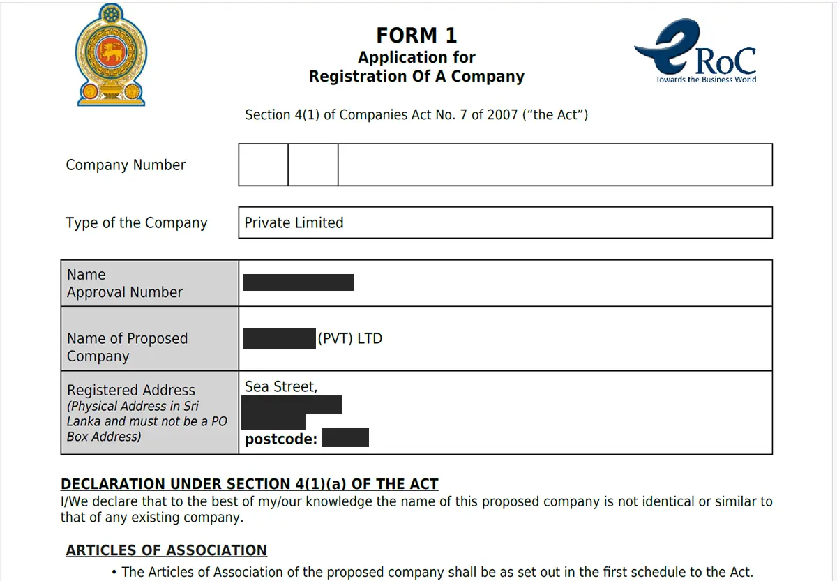 registered office address without an assessment number