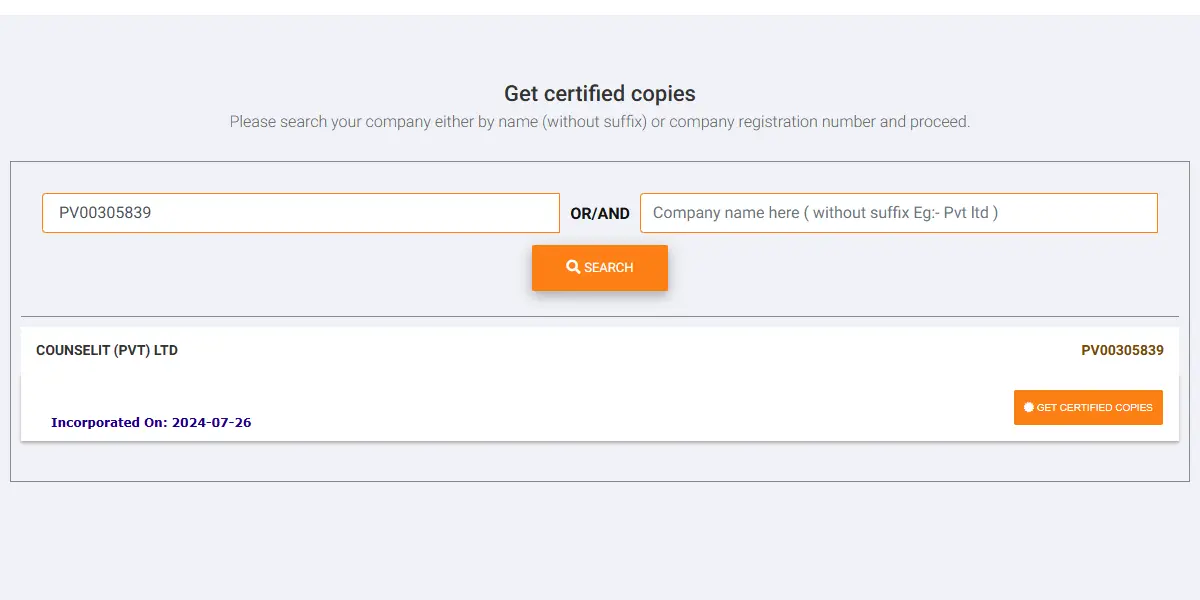 How to check if a company is registered in Sri Lanka certified copies