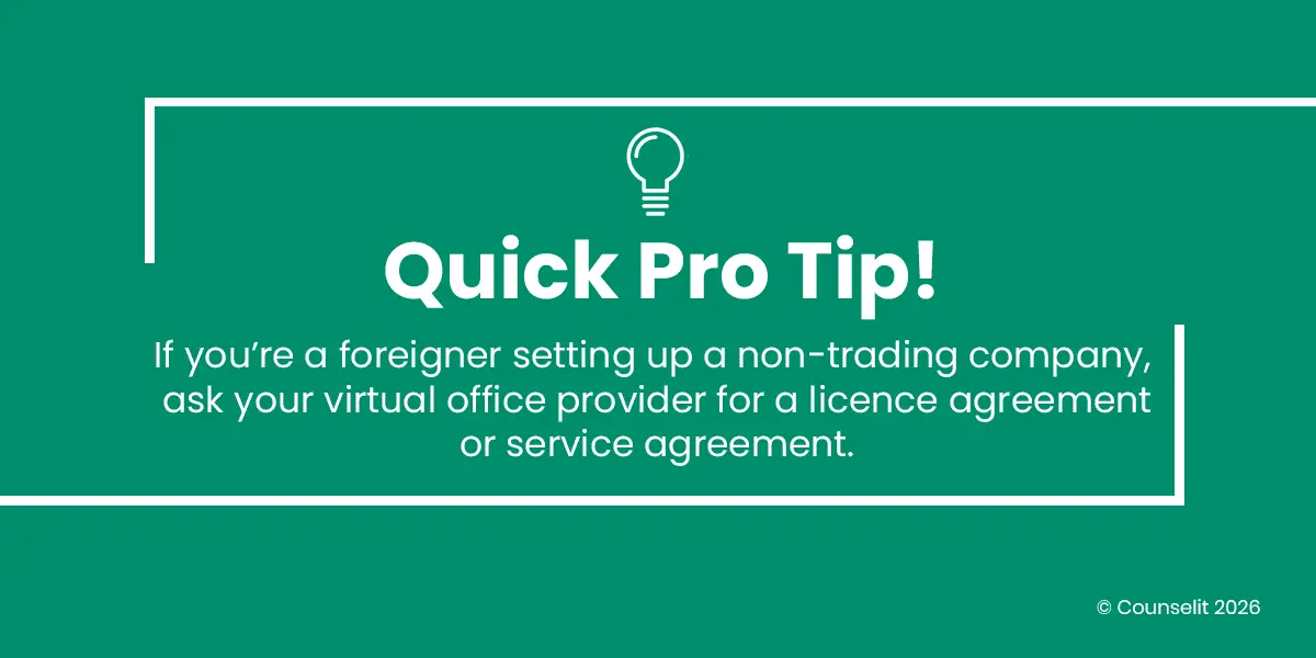 Local address proof for foreign owned non trading companies