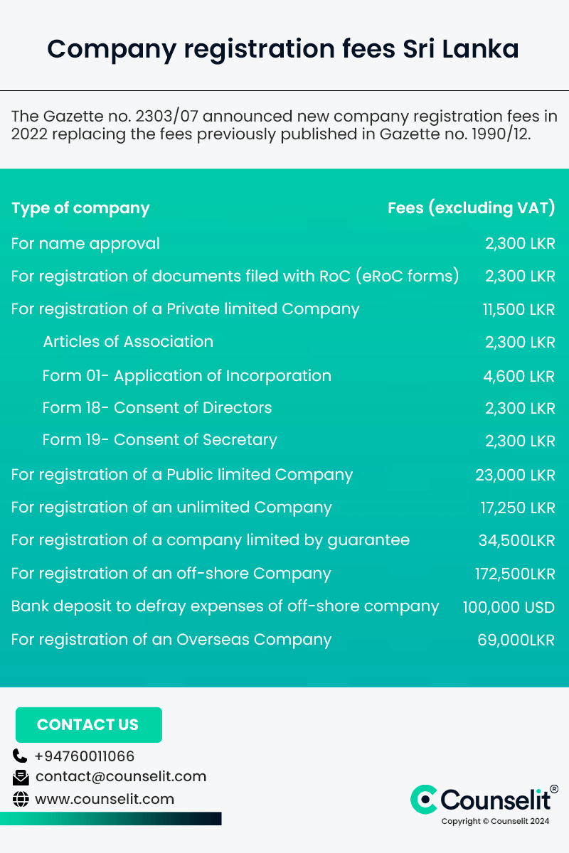 Online company registration fees Sri Lanka A Guide to the newly gazetted online company registration fees Sri Lanka